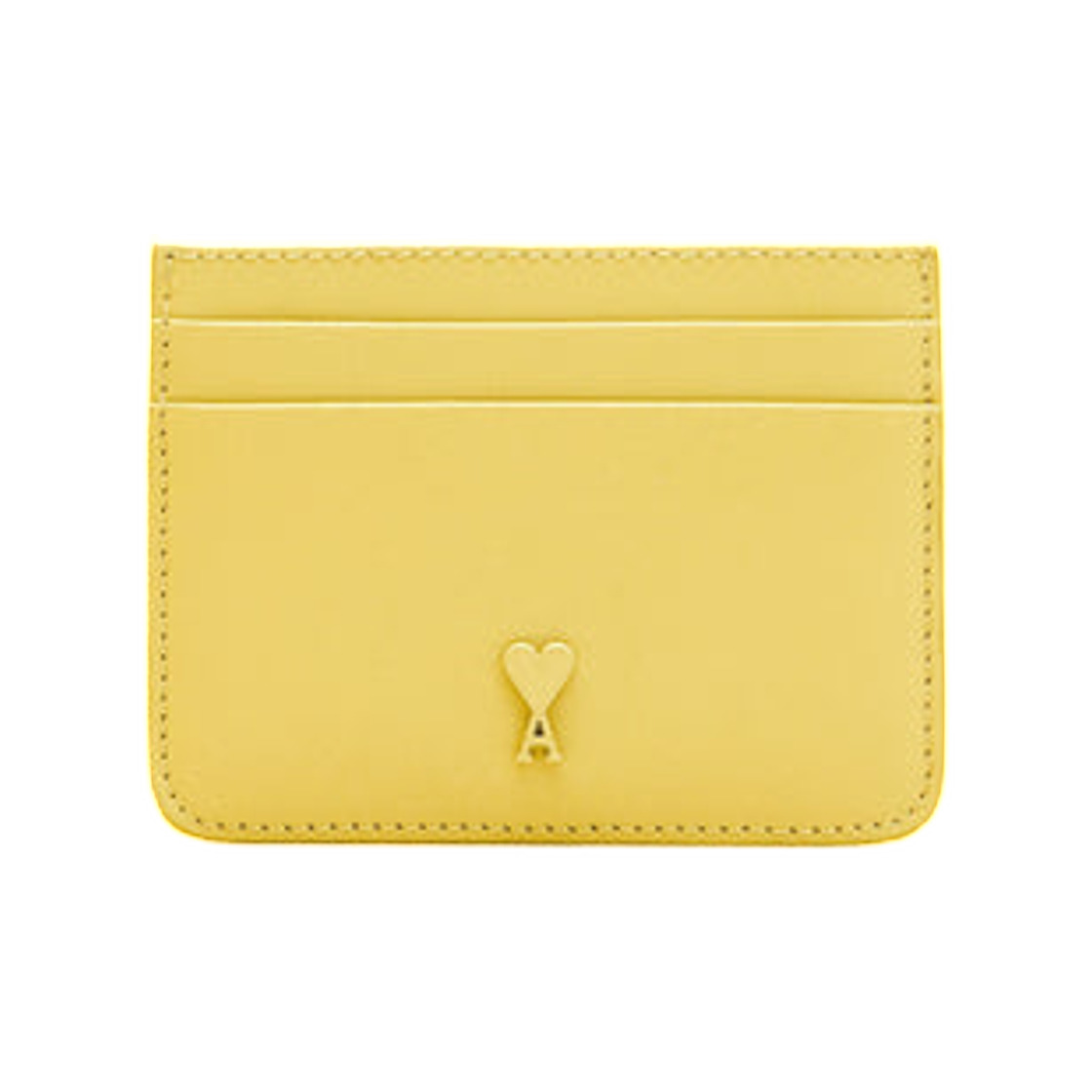 아미 옐로우 카우하이드 레더 아미 드 하트 카드 홀더 옐로우 파스텔(AMI Yellow Cowhide Leather Ami De Coeur Card Holder Yellow Pastel)
