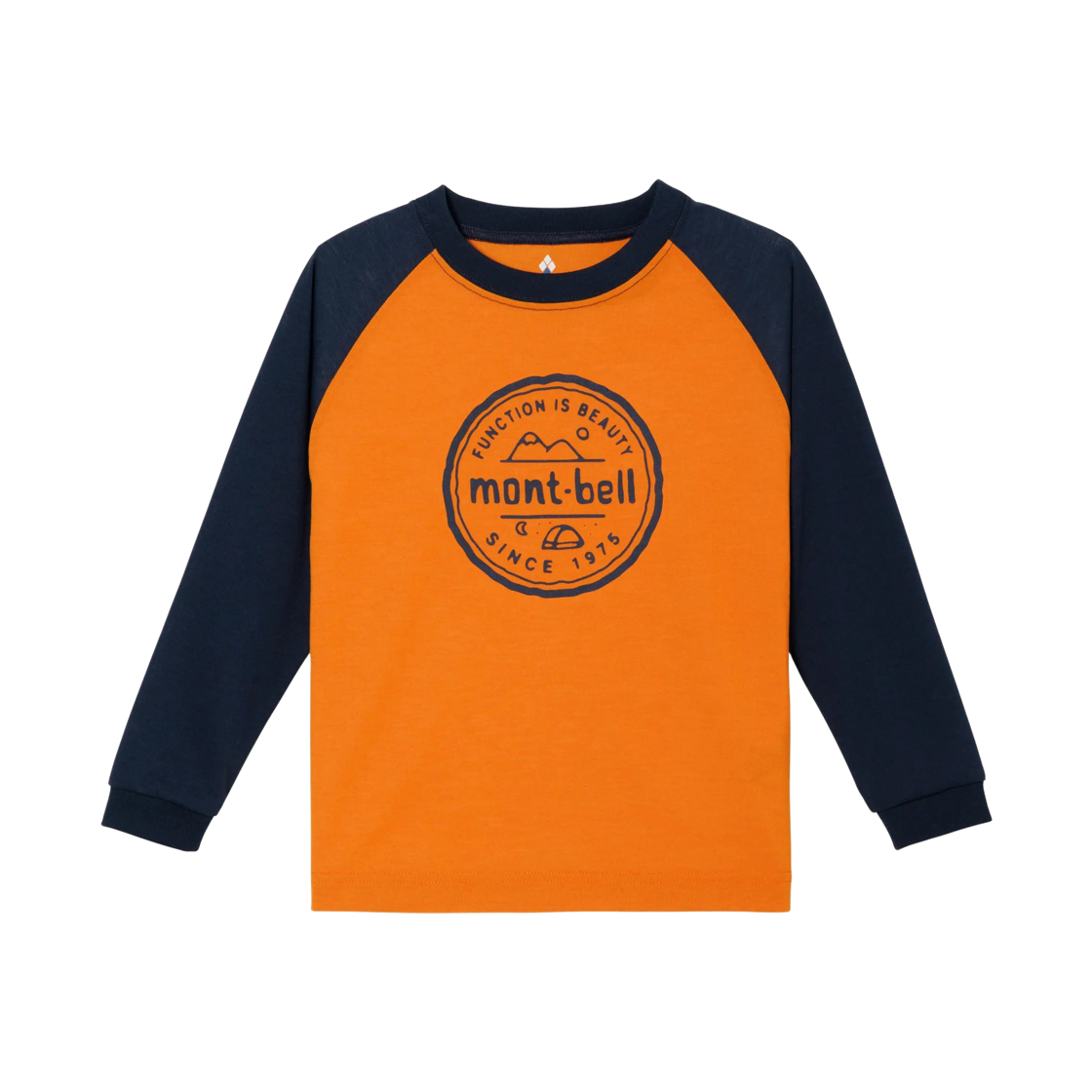 1114915 (Kids) Montbell Wickron Mountain Raglan Long Sleeve T-Shirt Orange