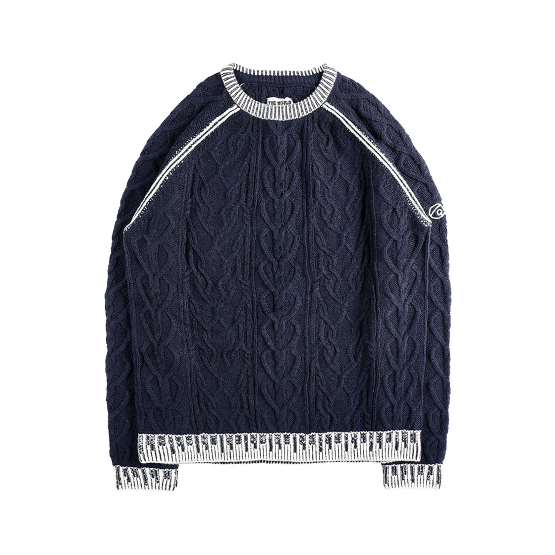 더왈드 엠브로이더리 로고 스웨터 네이비 화이트(THE WARLD Embroidery Logo Sweater Navy White)