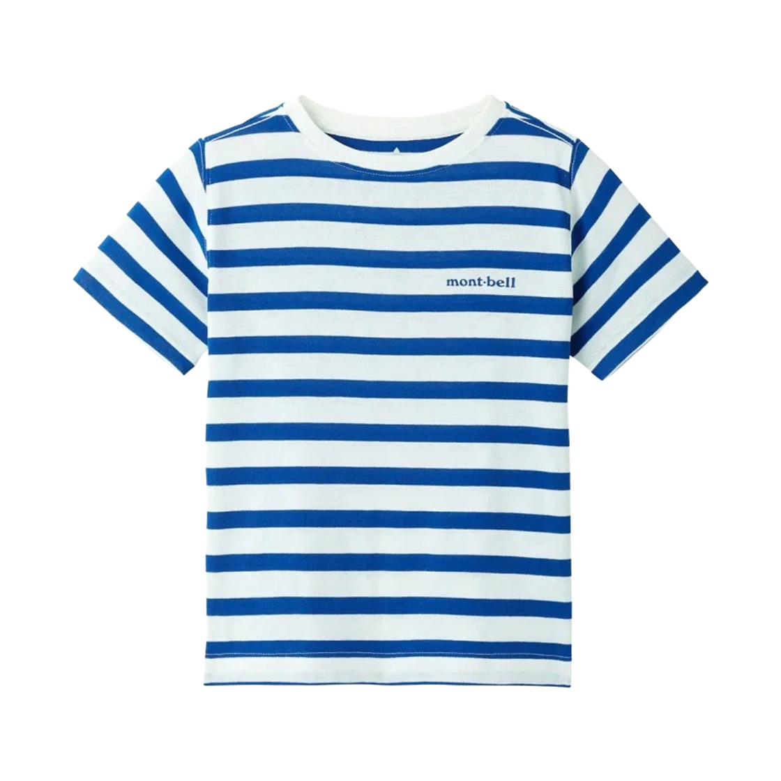 1104815 (Kids) Montbell Wickron Striped T-Shirt White Blue Ridge-W