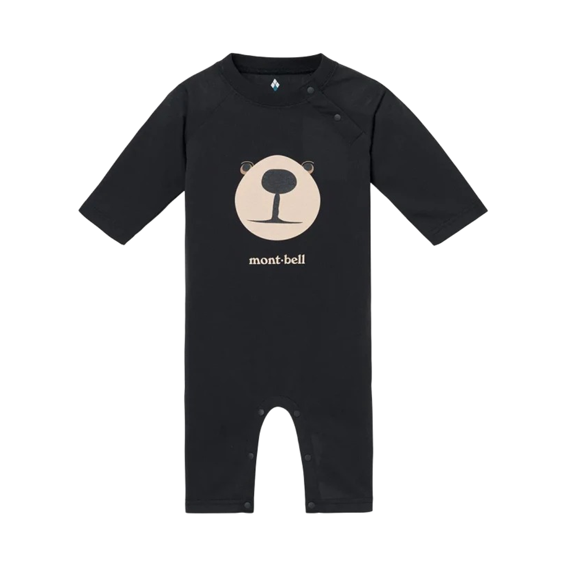 (유아) 몽벨 위크론 몬타 베어 페이스 롱슬리브 롬퍼스 블랙((Baby) Montbell Wickron Monta Bear Face Long Sleeve Rompers Black)