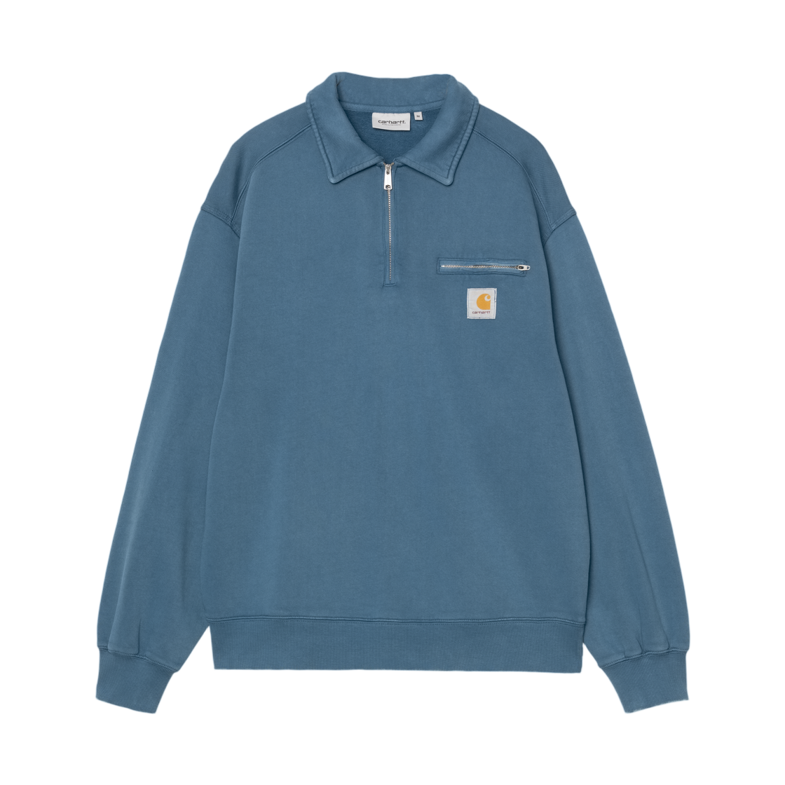 칼하트 WIP 하프 집 디트로이트 스웨트셔츠 블루 리버 스톤 워시드(Carhartt WIP Half Zip Detroit Sweatshirt Blue River Stone Washed) - 1