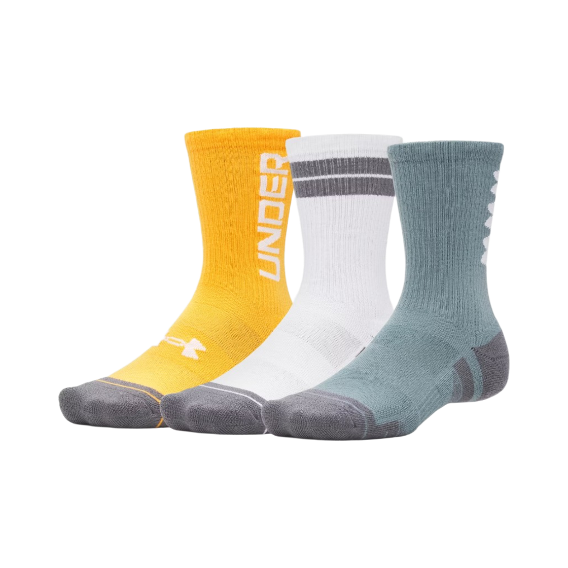 언더아머 퍼포먼스 테크 크루 삭스 재스퍼 블루 화이트 (3개입)(Under Armour Performance Tech Crew Socks Jasper Blue White (3 Pack))