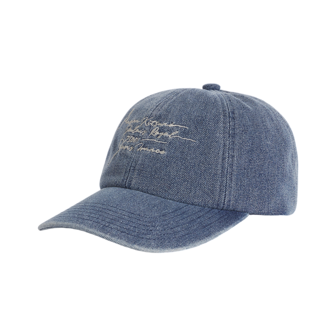 메종 키츠네 포에틱 스크립트 데님 캡 워시ed 인디고(Maison Kitsune Poetic Script Denim Cap Washed Indigo) - 2