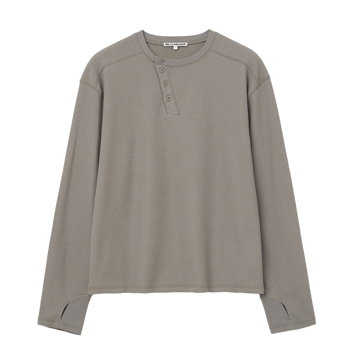 ML739MCB Millo Archive Dip Waffle Henley Neck Mocha Beige