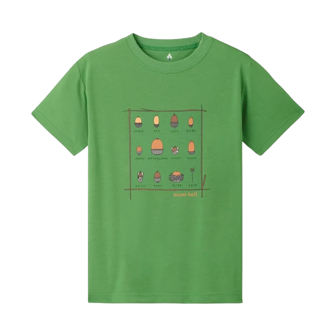 1114187 (Kids) Montbell Wickron Acorns T-Shirt Green
