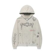 Thevinylhouse Rodeo Washed Hoodie Zip-Up Beige