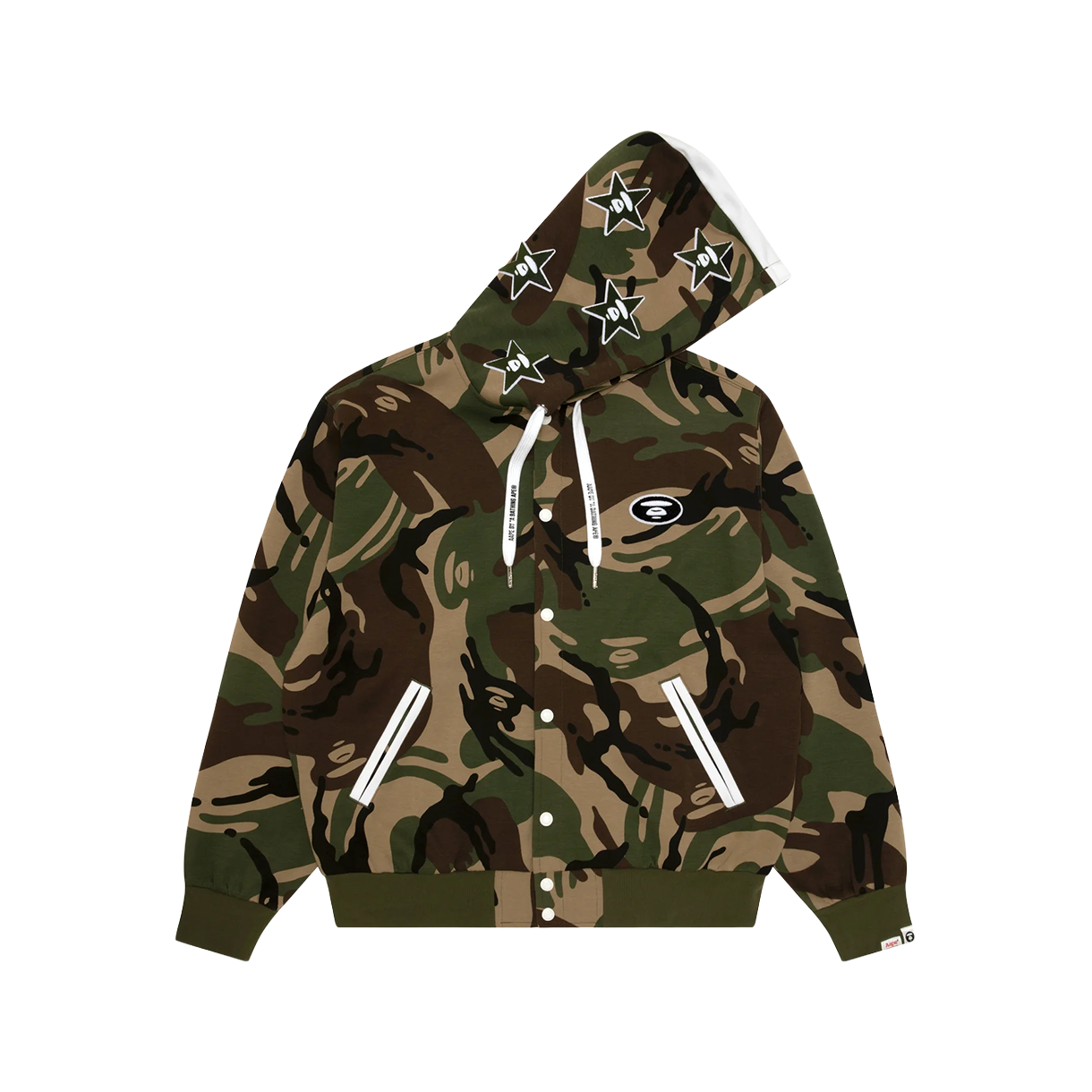 KM6BTSHAP32ML AAPE Button Hoodie Camouflage Green - 26SS