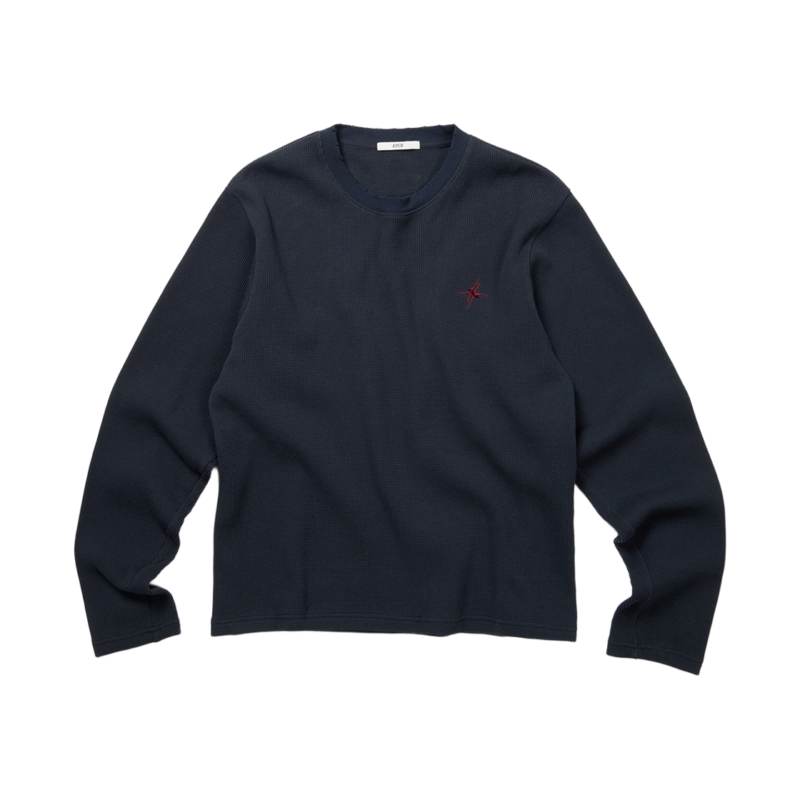 이티씨이 시그니처 로고 와플 롱슬리브 티 네이비(ETCE Signature Logo Waffle L/S Tee Navy)