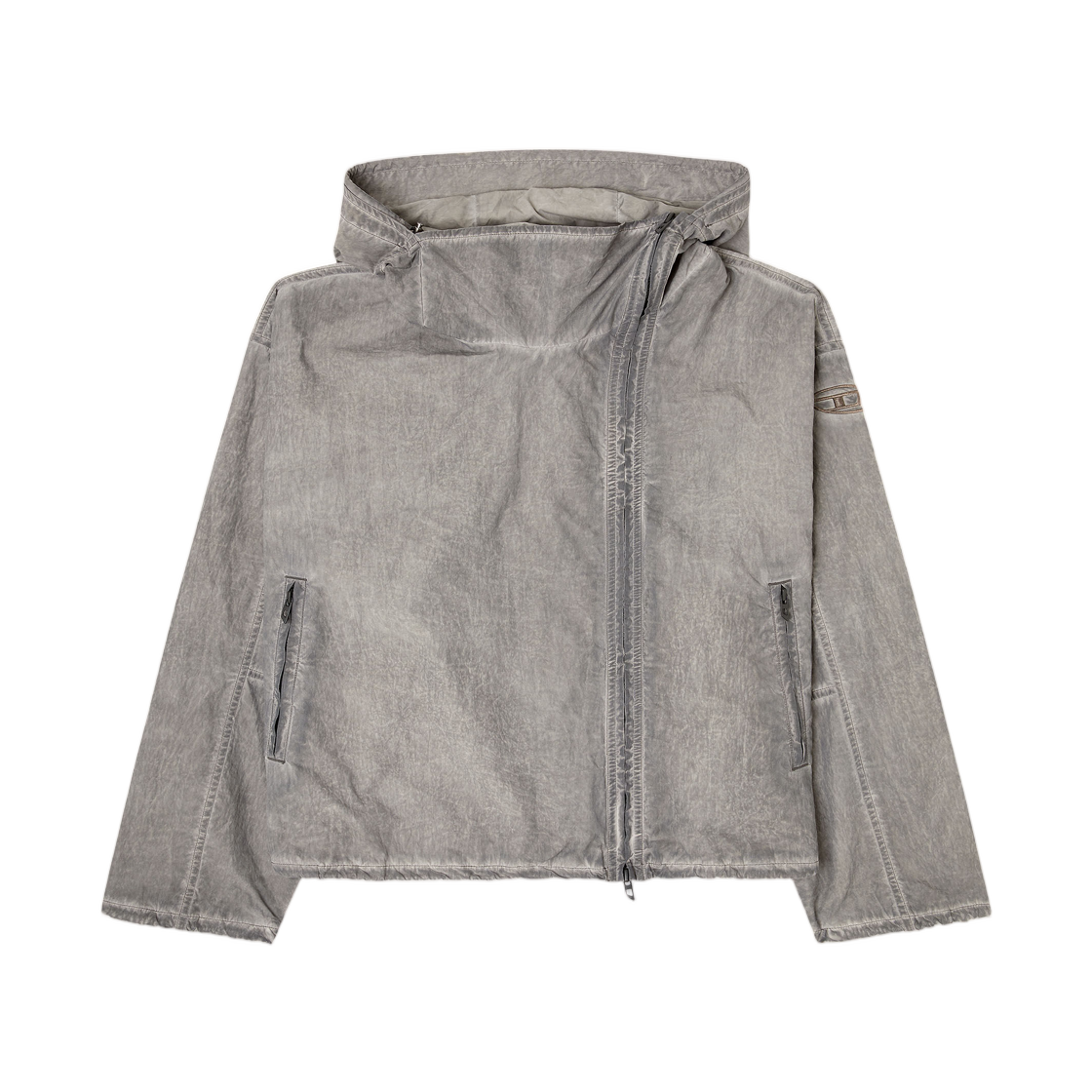 (W) 디젤 G-오릴라 후디드 윈드브레이커 인 트리티드 타슬란 그레이((W) Diesel G-Orilla Hooded Windbreaker In Treated Taslan Grey) - 1
