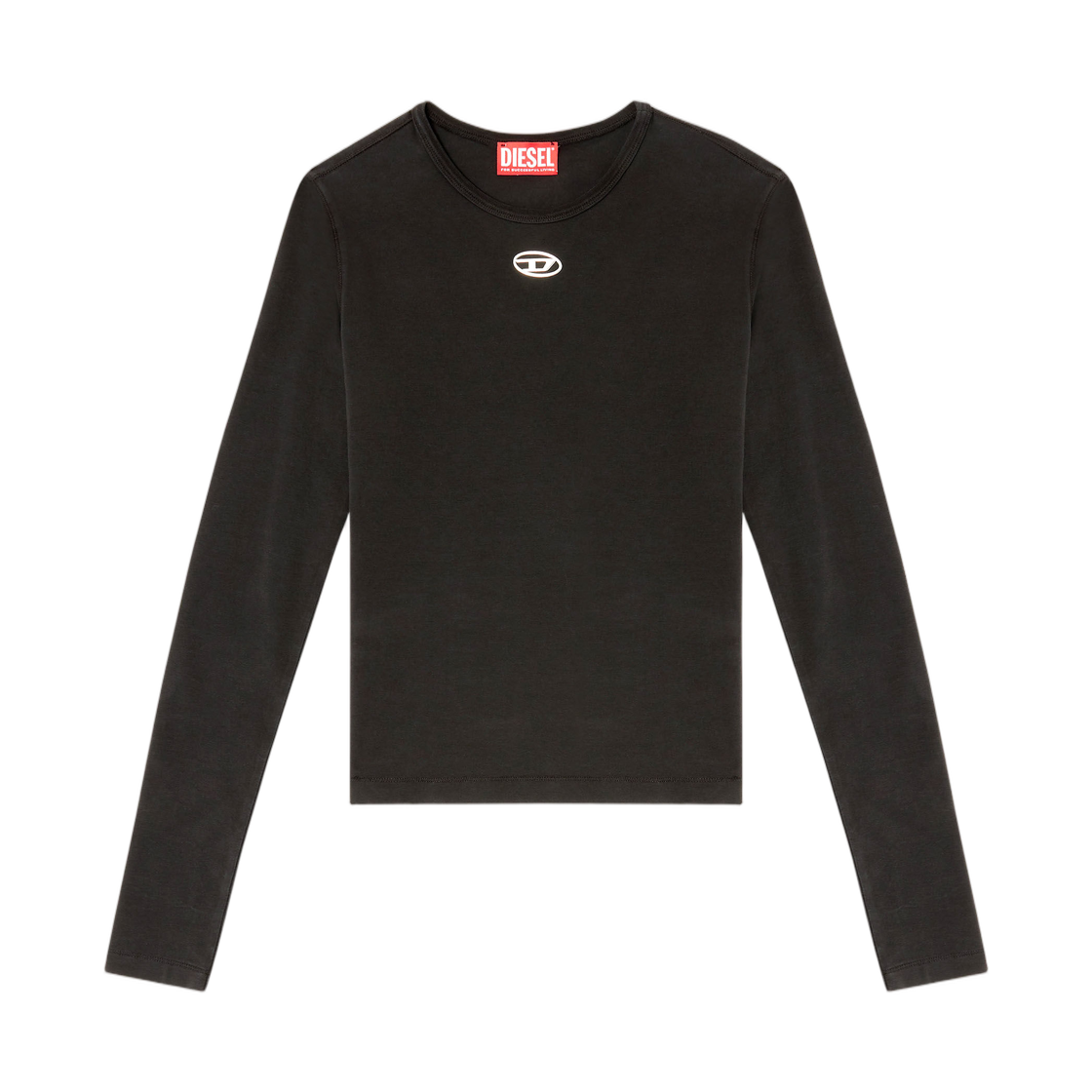 A199160AHQH-900 (W) Diesel T-Uncutieslong-Ls-Od Cotton Sweater with Oval D Logo Black