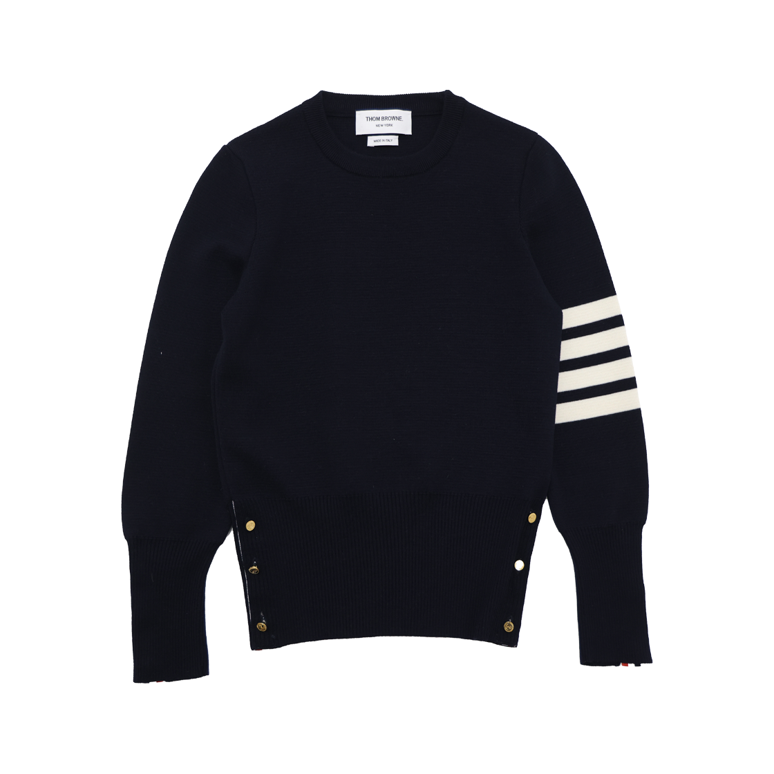 ITQGQWT72LN4 Thom Browne FKA239A Asymmetric Milano Stitch Crewneck Sweater - Navy