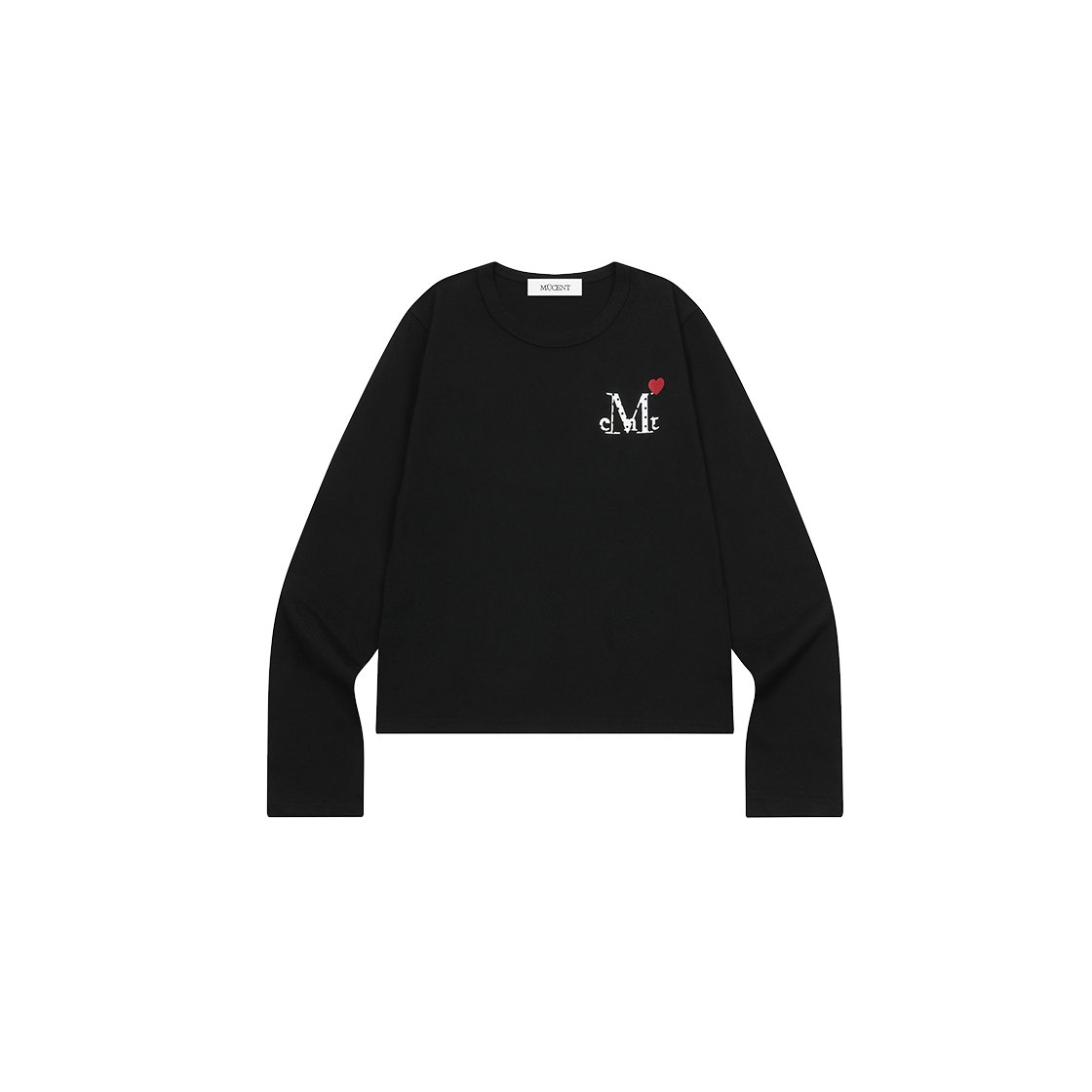 무센트 러브릿츠 미니 하트 로고 긴팔 티 (2컬러) 블랙(MUCENT Lovrits Mini Heart Logo Long Sleeve T (2Color) Black)