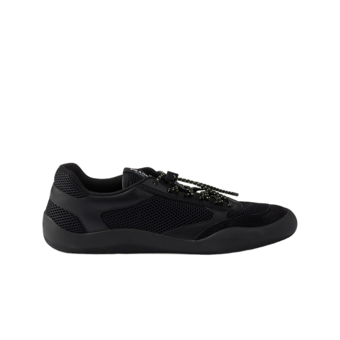 1E490O-3ZM0-F0002 (W) Prada Speedrock Mesh Fabric Sneakers Black
