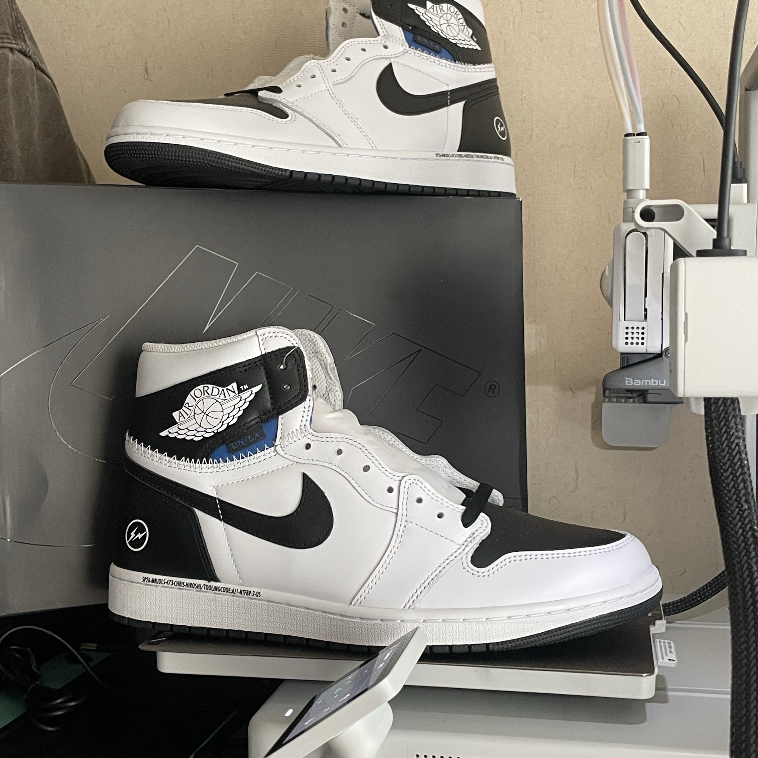 Jordan 1 x Fragment x Union LA High OG SP White Black 착용 스타일 - 9