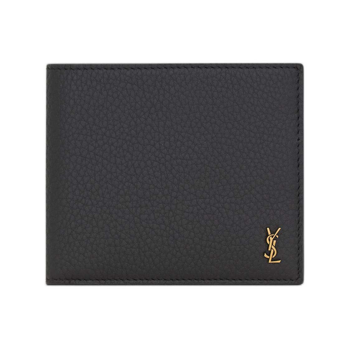 847954-AAET9-1000 Saint Laurent Tiny Cassandre East West Wallet in Grained Leather Black