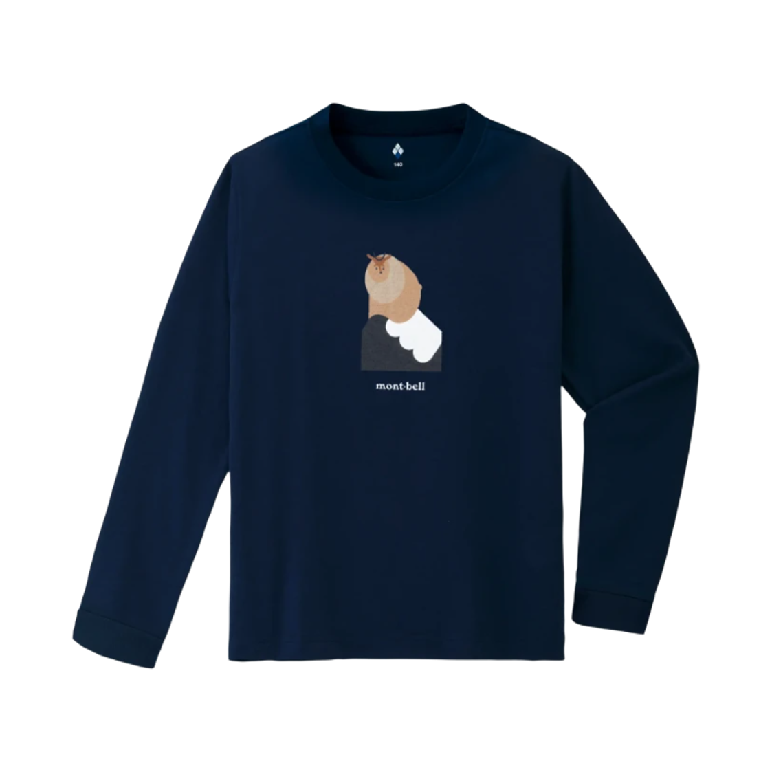 1114908 (Kids) Montbell Wickron Long Sleeve Japanese Serow T-Shirt Navy