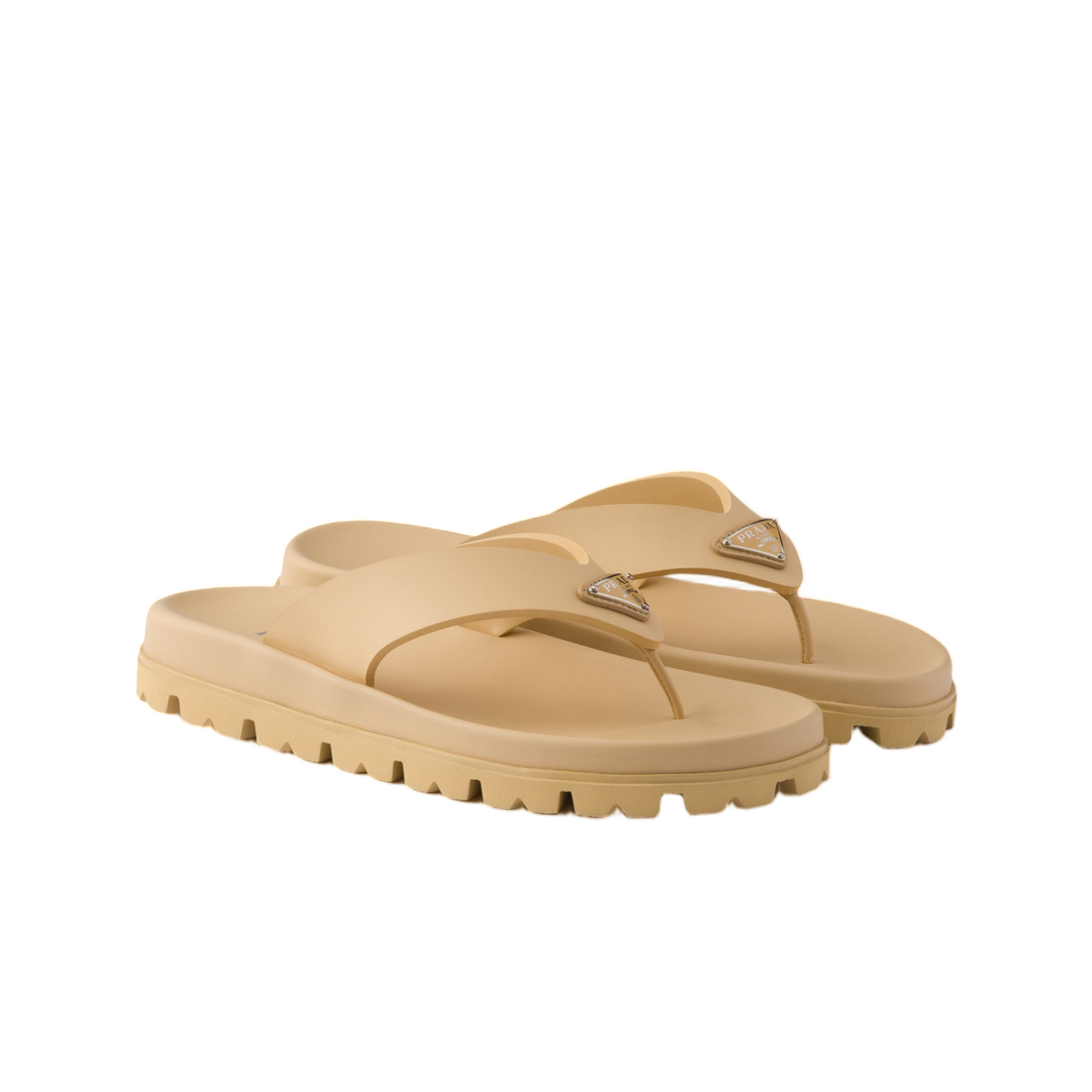 (W) 프라다 러버 통 샌들 내츄럴((W) Prada Rubber Thong Sandals Natural) - 2