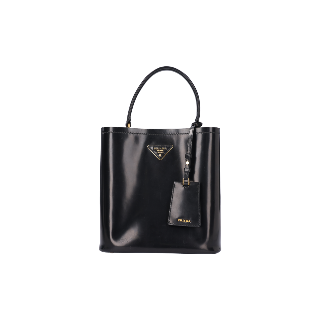 ITHNJBL426M3 Prada Medium Pannier Bag in Brushed Leather Black