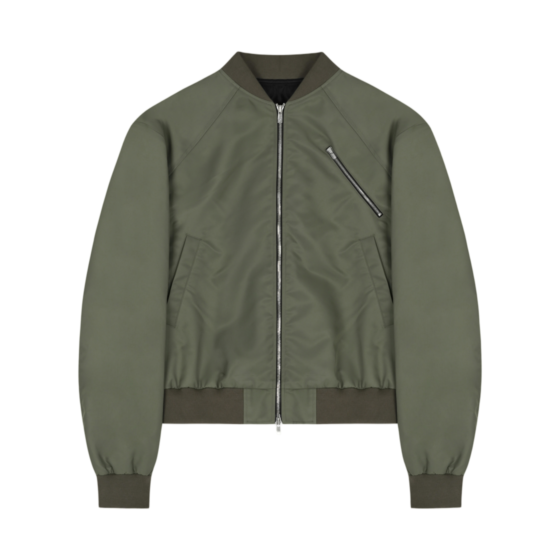 준느 J26 오버핏 리나일론 봄버 자켓 카키(Junne J26 Over Fit Crop Re-Nylon Bomber Jacket Khaki)