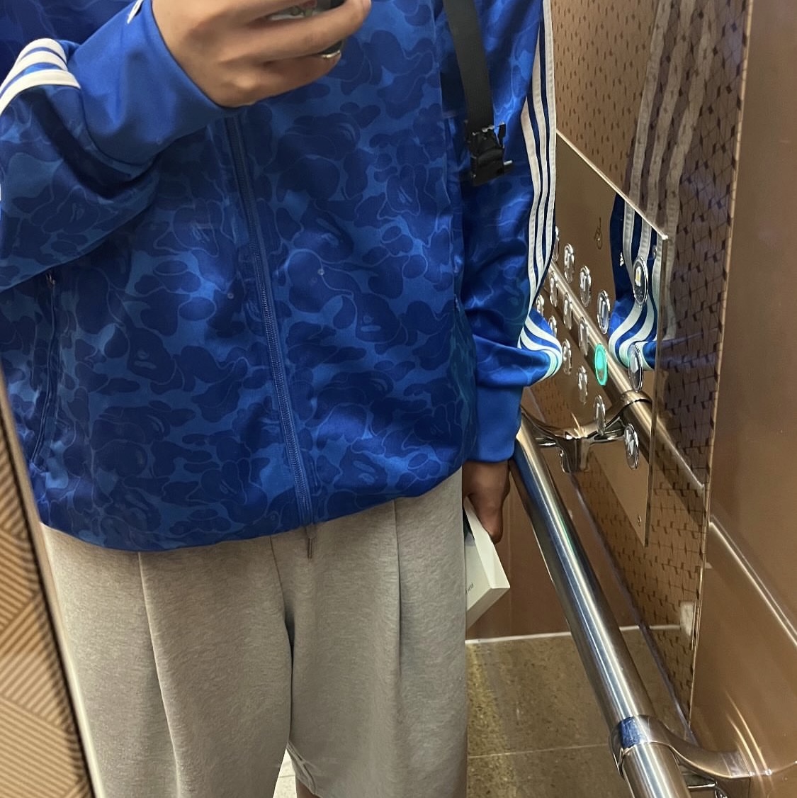 Adidas x BAPE Allover Print Track Top Blue - KR Sizing 착용 스타일