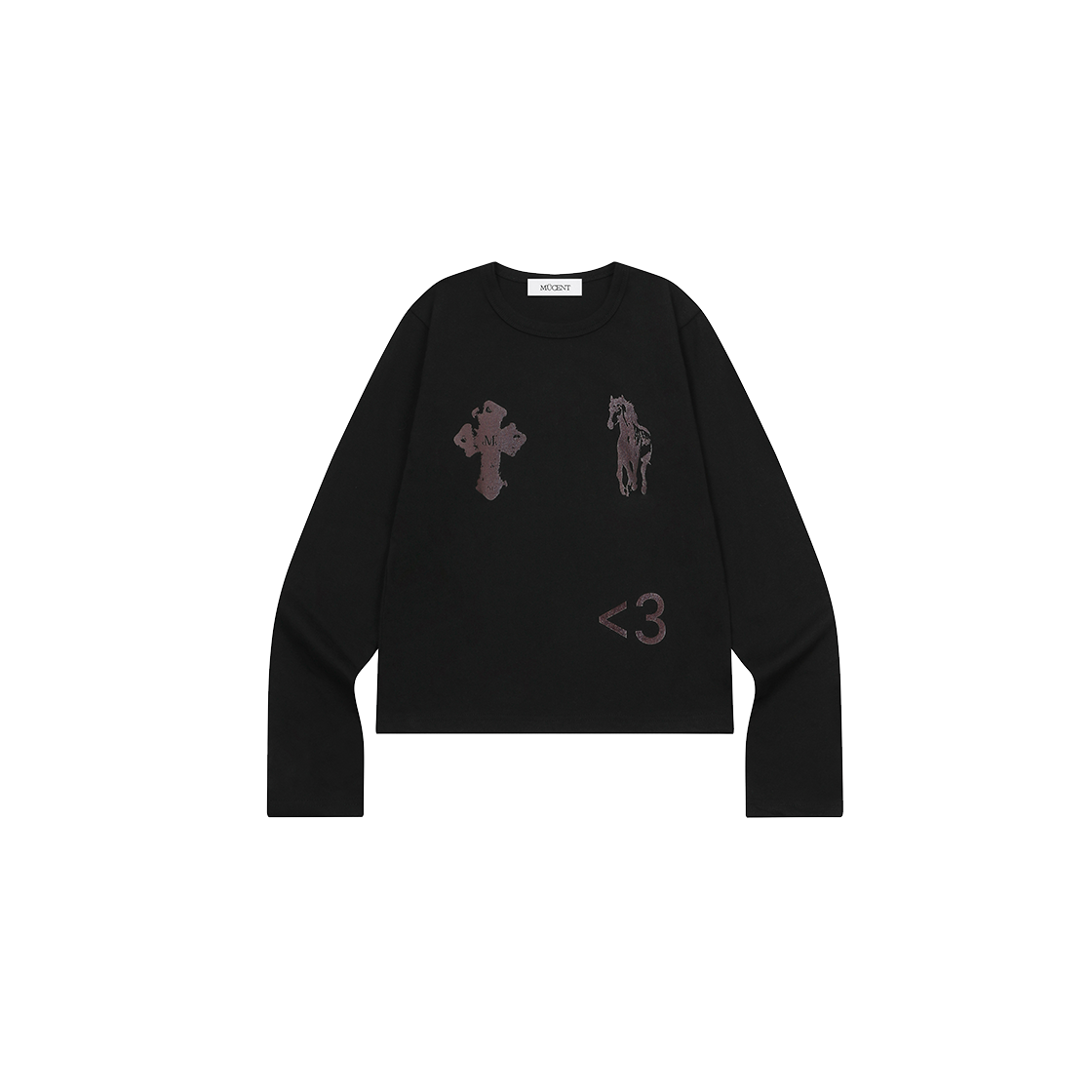 무센트 엔틱 크로스 포니 긴팔 티 (2컬러) 블랙(MUCENT Antiq Cross Pony Long Sleeve T (2Color) Black)