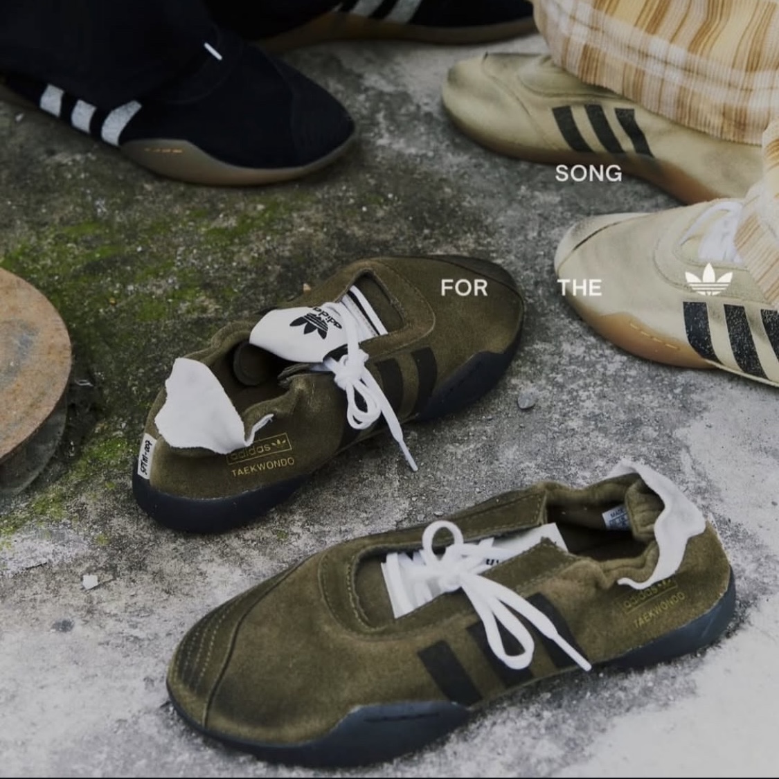 (W) Adidas x Song for the Mute Taekwondo Mei Olive Core Black, (W) Adidas x Song for the Mute Taekwondo Mei Core Black Cloud White 착용 스타일 - 2