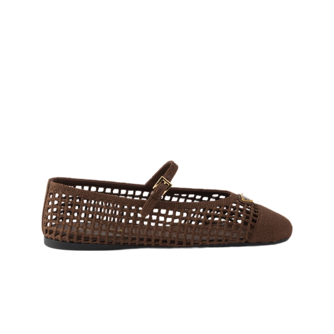 1F364O-2F46-F0324 (W) Prada Crochet Ballerinas Cocoa Brown