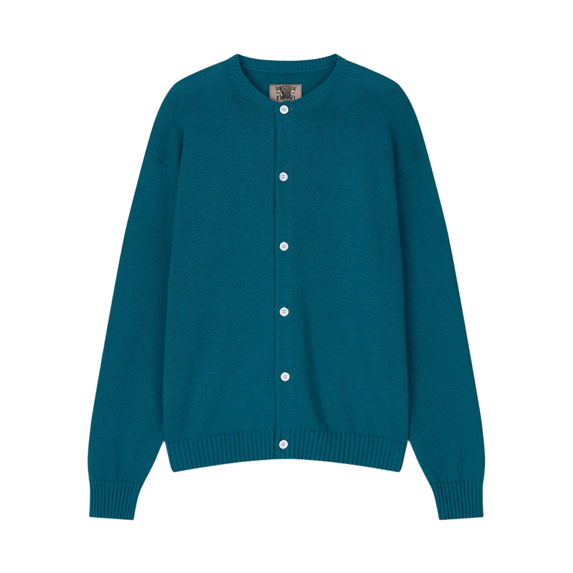 노운 에센셜 크루넥 가디건 터쿼이즈(Noun Essential Crew Neck Cardigan Turquoise)