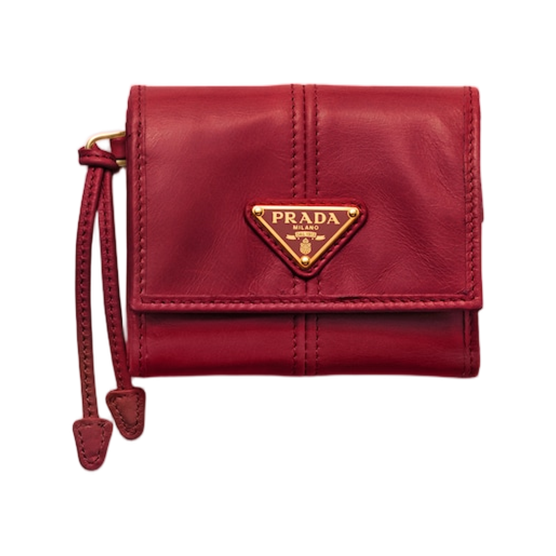 1MH043-2CYR-F0011 Prada Small Leather Wallet Red