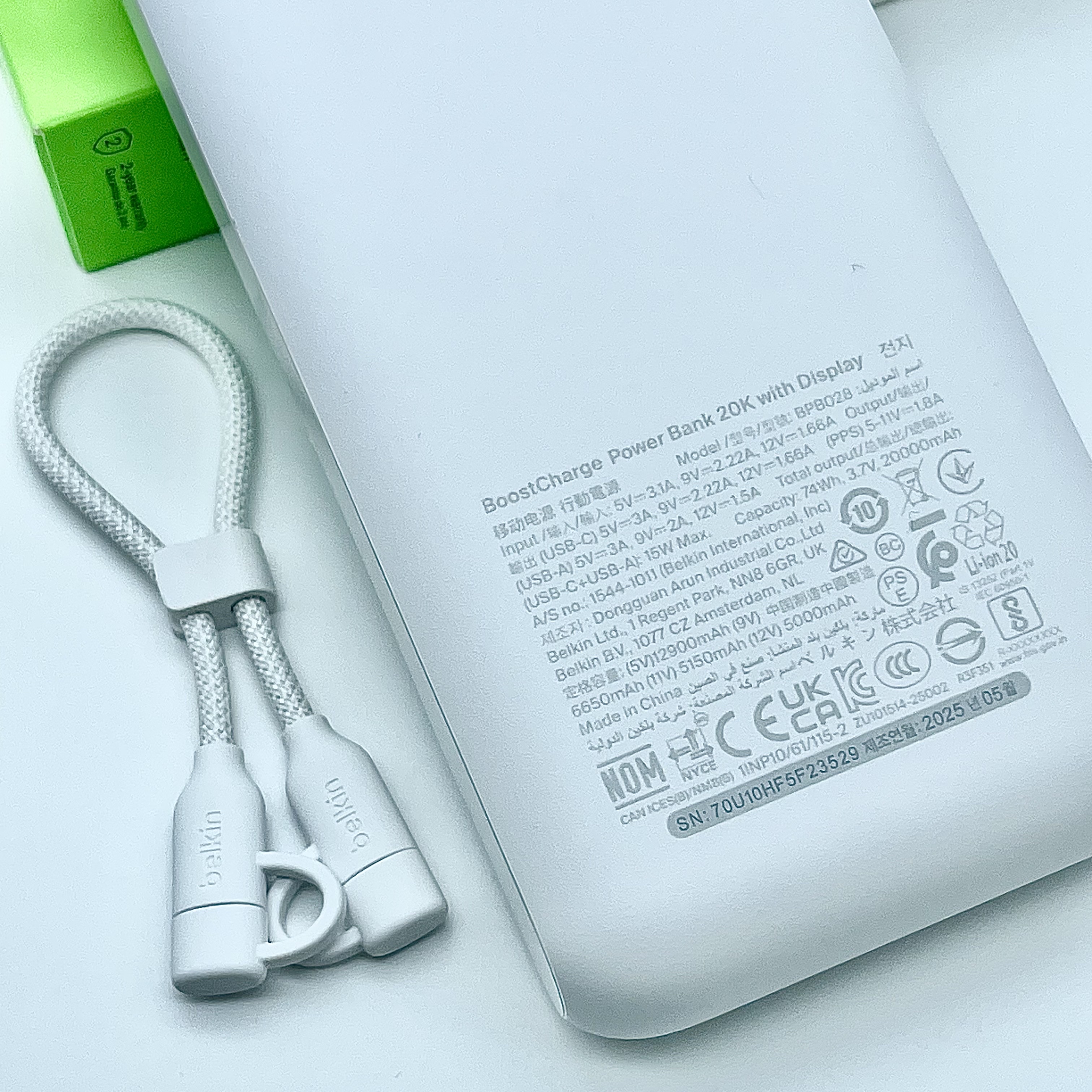 Belkin 20W 20000mAh Display Quick charge battery BPB028 White 착용 스타일 - 2