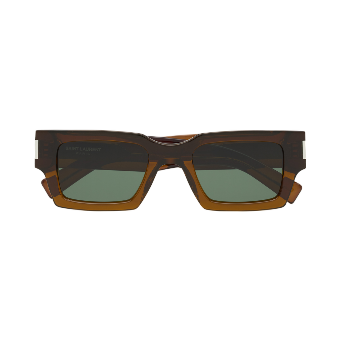 736432-Y9967-2505 Saint Laurent SL 572 Transparent Cognac Brown and Green