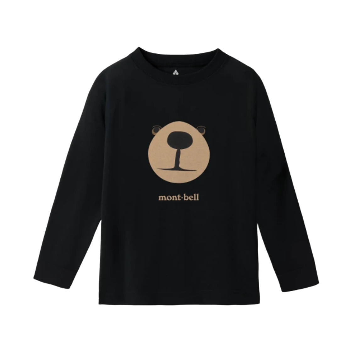 1114903 (Kids) Montbell Wickron Long Sleeve Monta Bear Face T-Shirt Black