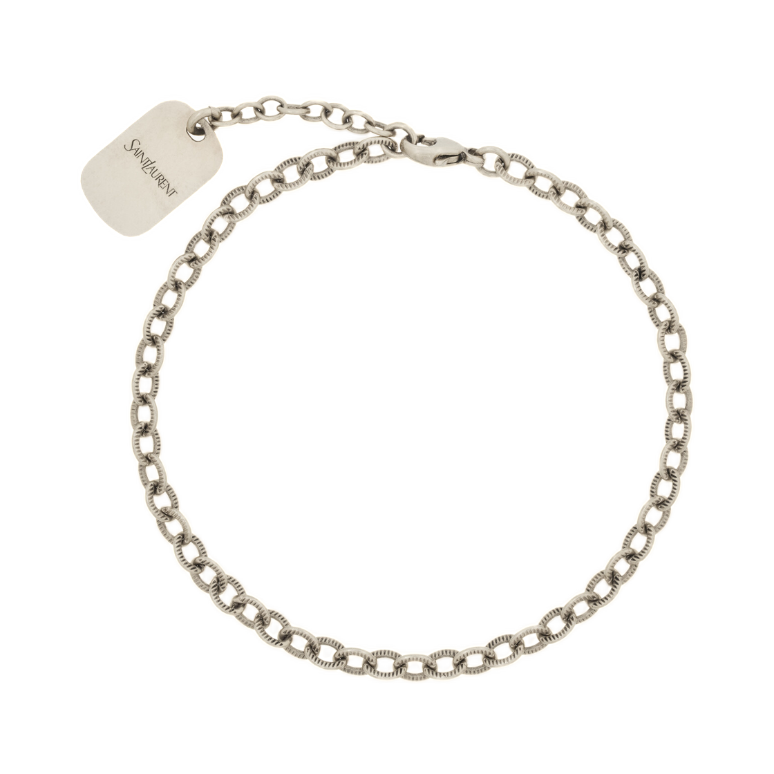 858859-Y1500-8142 Saint Laurent Ribbed Chain Bracelet in Metal Oxidized Silver