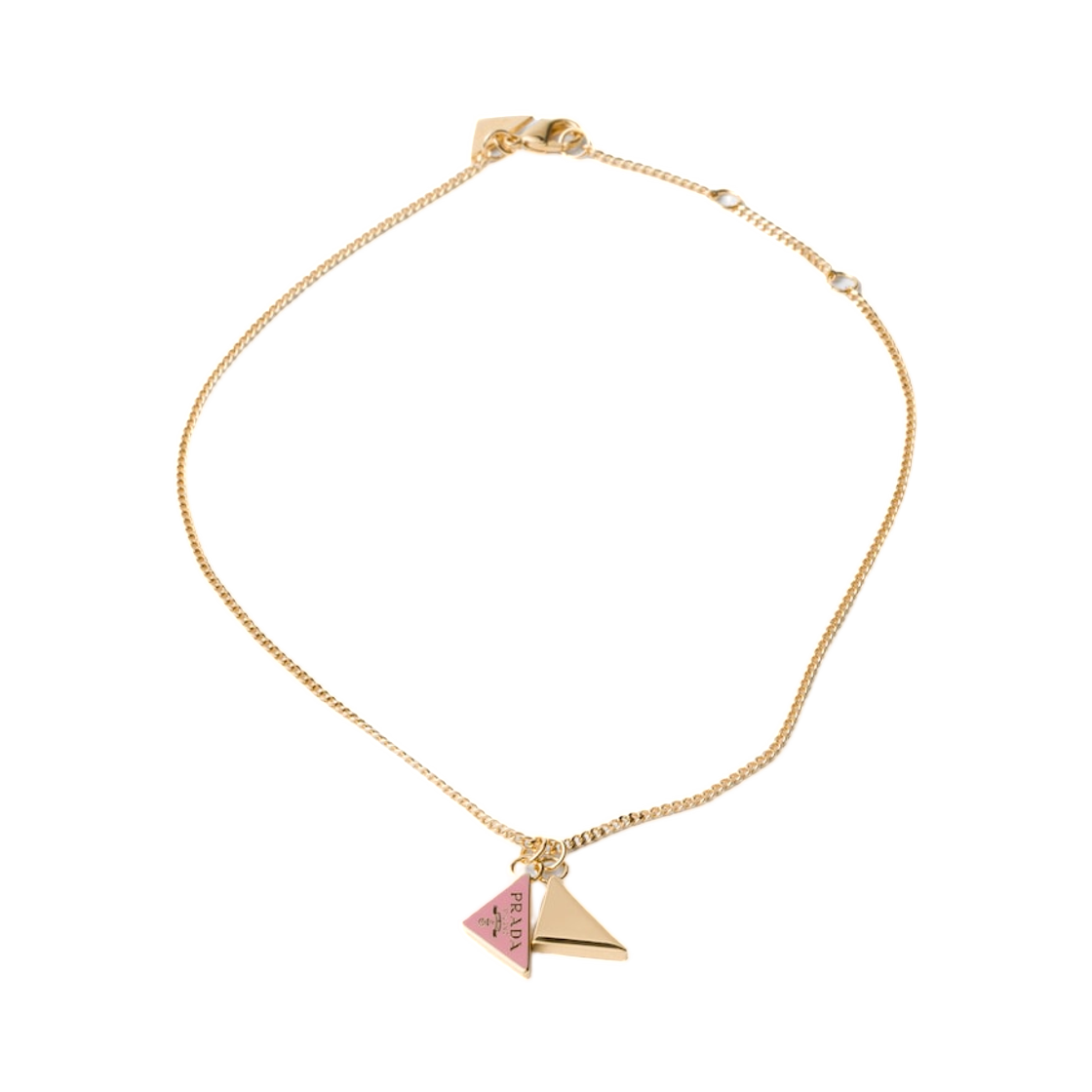 1IC259-2DR5-F0NZ4 Prada Enameled Metal Necklace Gold Petal Pink