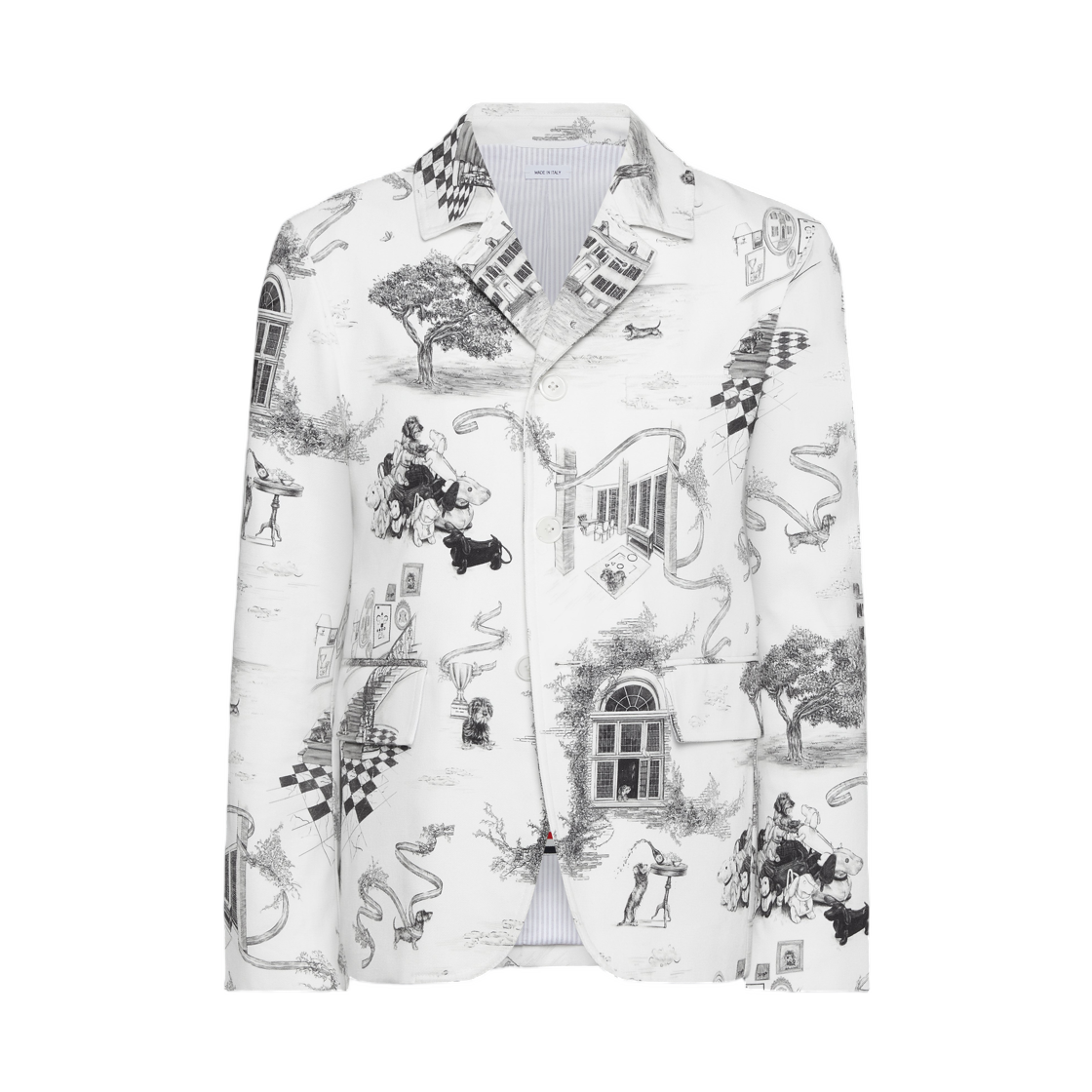 톰브라운 캔버스 헥터 트왈 컷어웨이 자켓 블랙(Thom Browne Canvas Hector Toile Cutaway Jacket Black) - 1