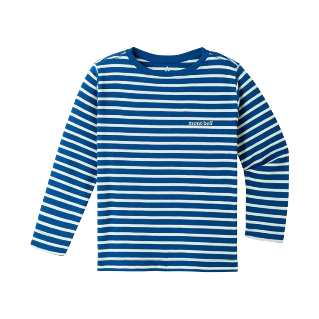 (키즈) 몽벨 위크론 스트라이프 롱슬리브 티셔츠 블루 화이트((Kids) Montbell Wickron Striped Long Sleeve T-Shirt Blue White)