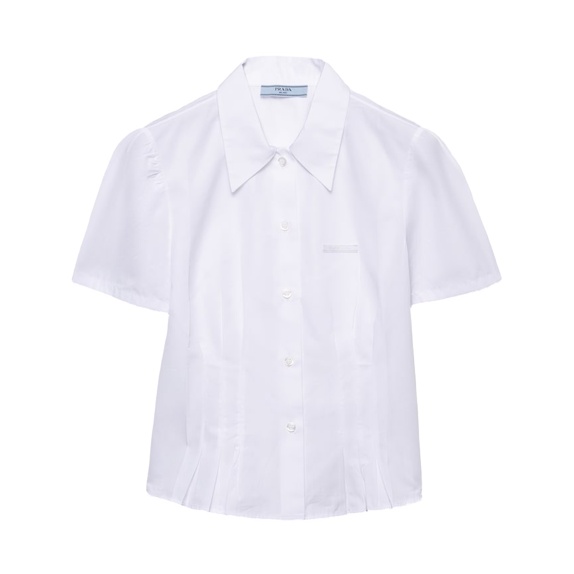 P499H-1XV2-F0009 (W) Prada Short-Sleeved Poplin Shirt White