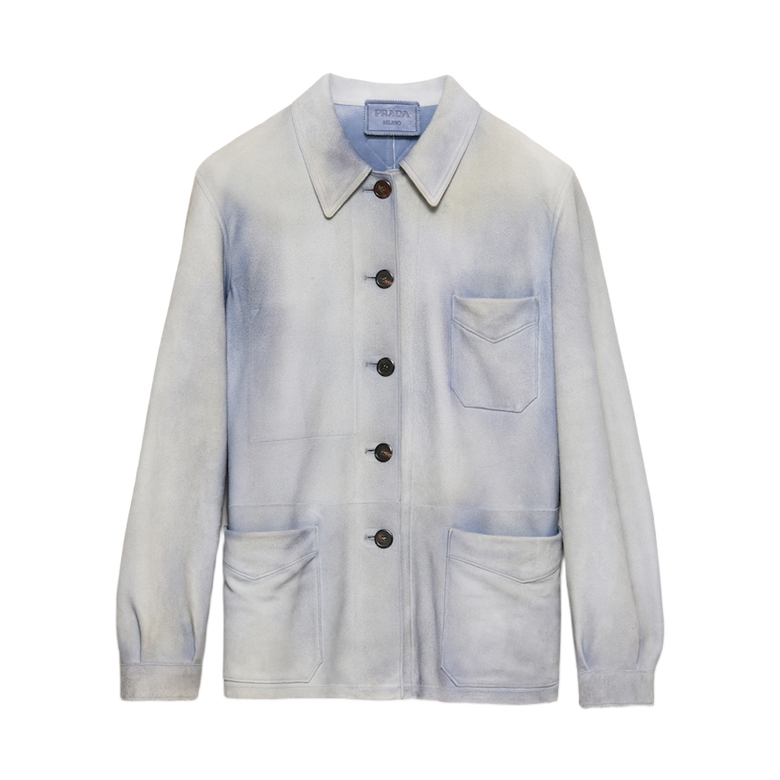 56A236-1835-F0012 (W) Prada Suede Caban Jacket Sky Blue