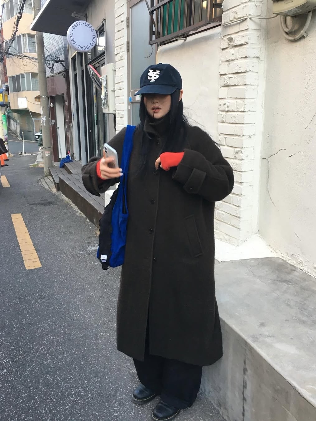 Sunday Ceremony Sy Logo 5 Panel Cotton Cap - Navy 착용 스타일 - 2