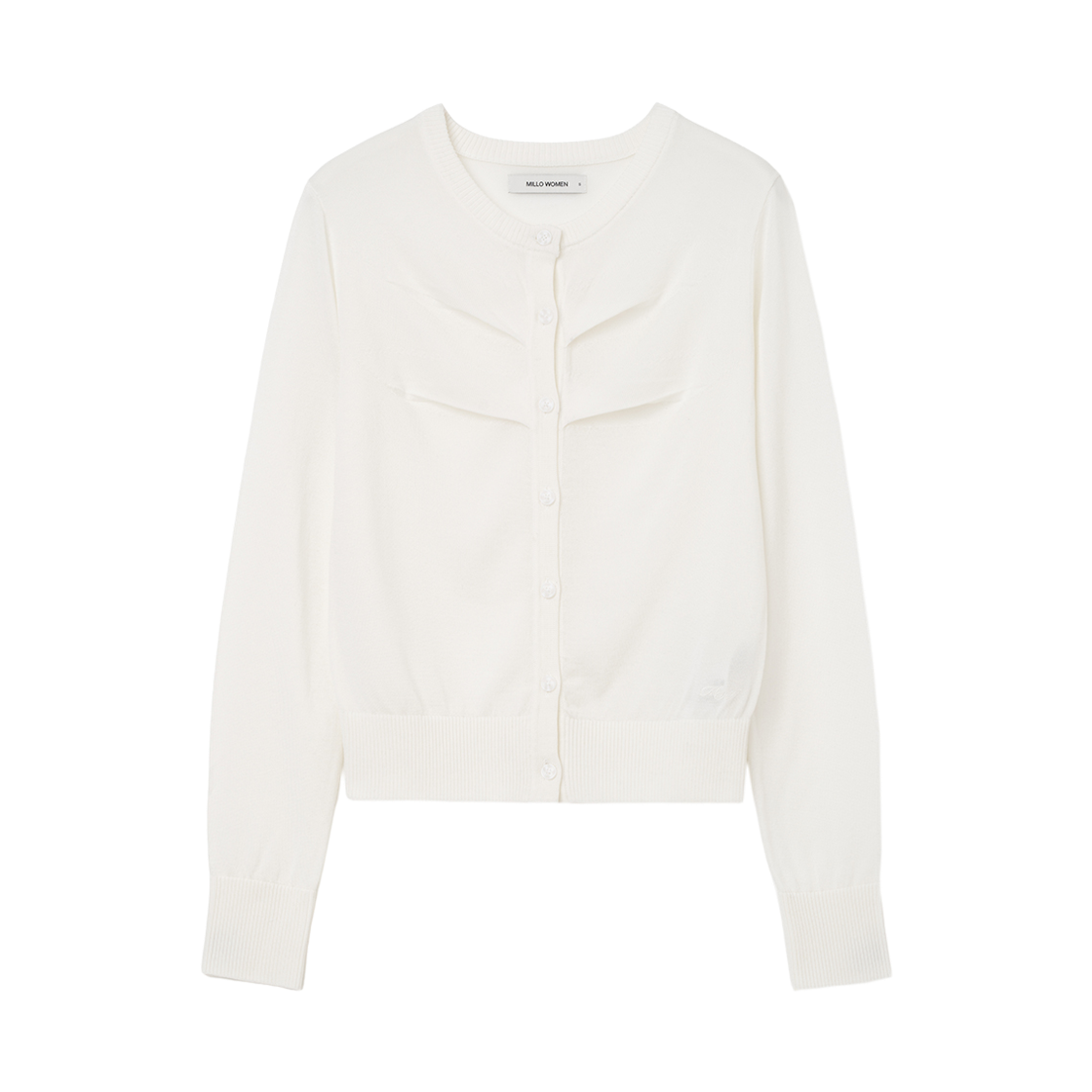 MW274IVR MILLO WOMEN Tuck Button Knit Cardigan Ivory