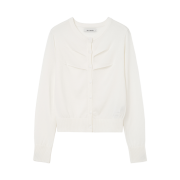 MILLO WOMEN Tuck Button Knit Cardigan Ivory