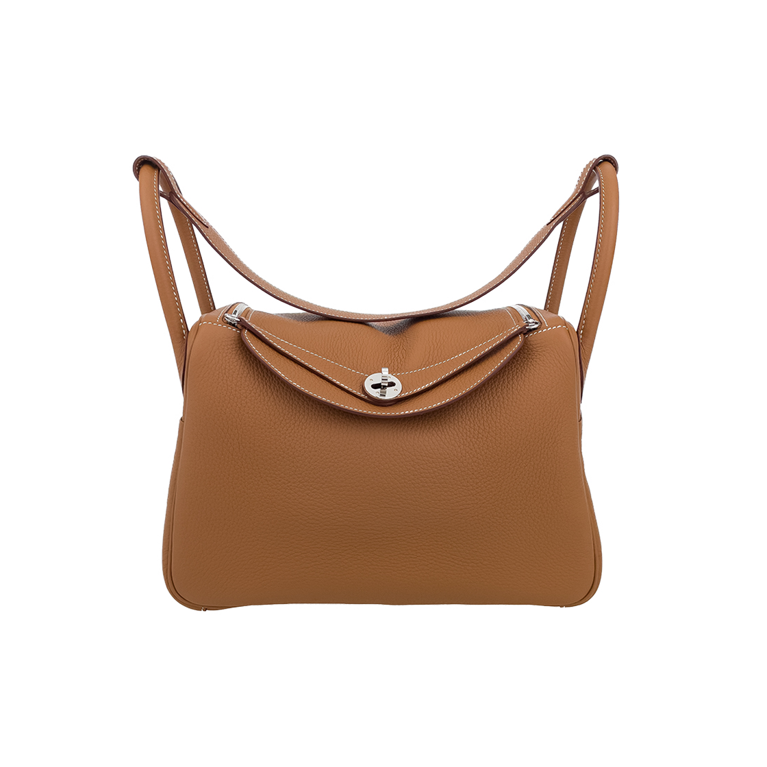 ITF3QSBVLWG4 Hermes Lindy 30 in Camel Gold with Silver Hardware and K Stamp (6HB0016)
