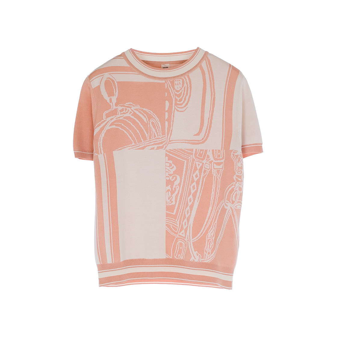 IT2VLGPF2BSB Hermes Disorder Finesse Short Sleeve Sweater 38 Rose Pierre