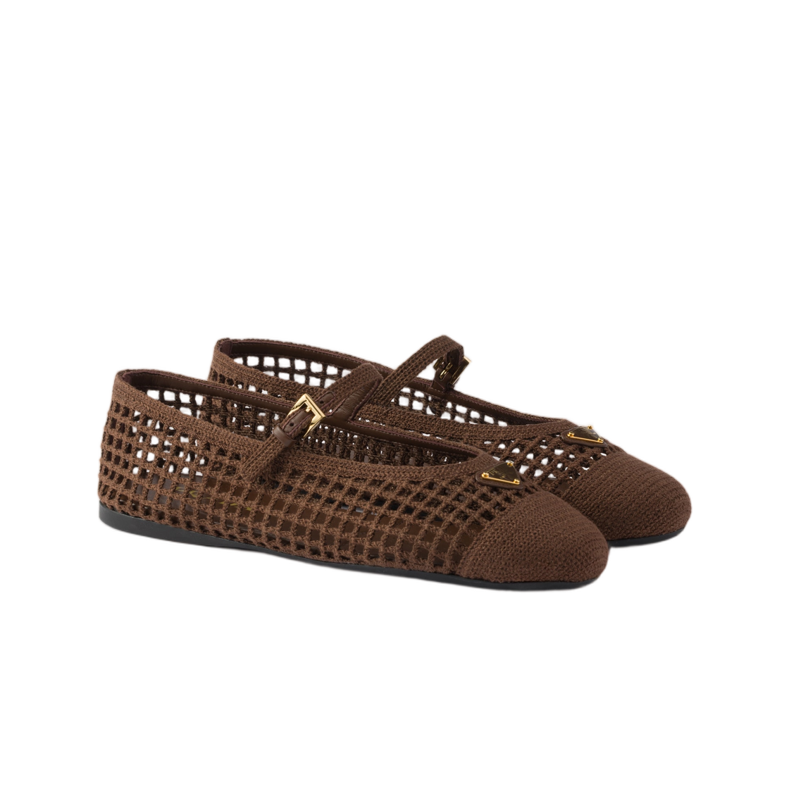 (W) 프라다 크로쉐 발레리나 코코아 브라운((W) Prada Crochet Ballerinas Cocoa Brown) - 2