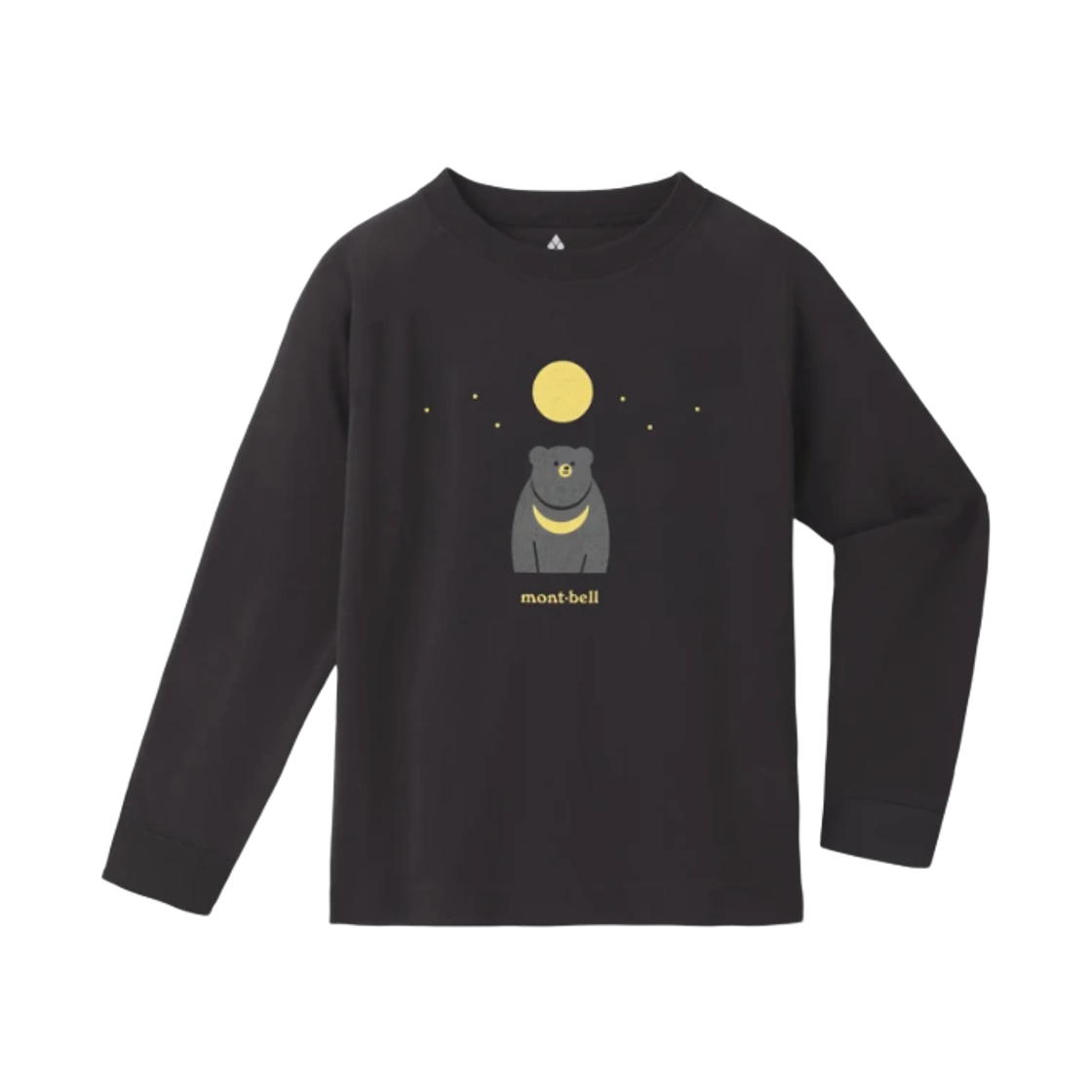 1114907 (Kids) Montbell Wickron Long Sleeve Japanese Black Bear T-Shirt Dark Gray