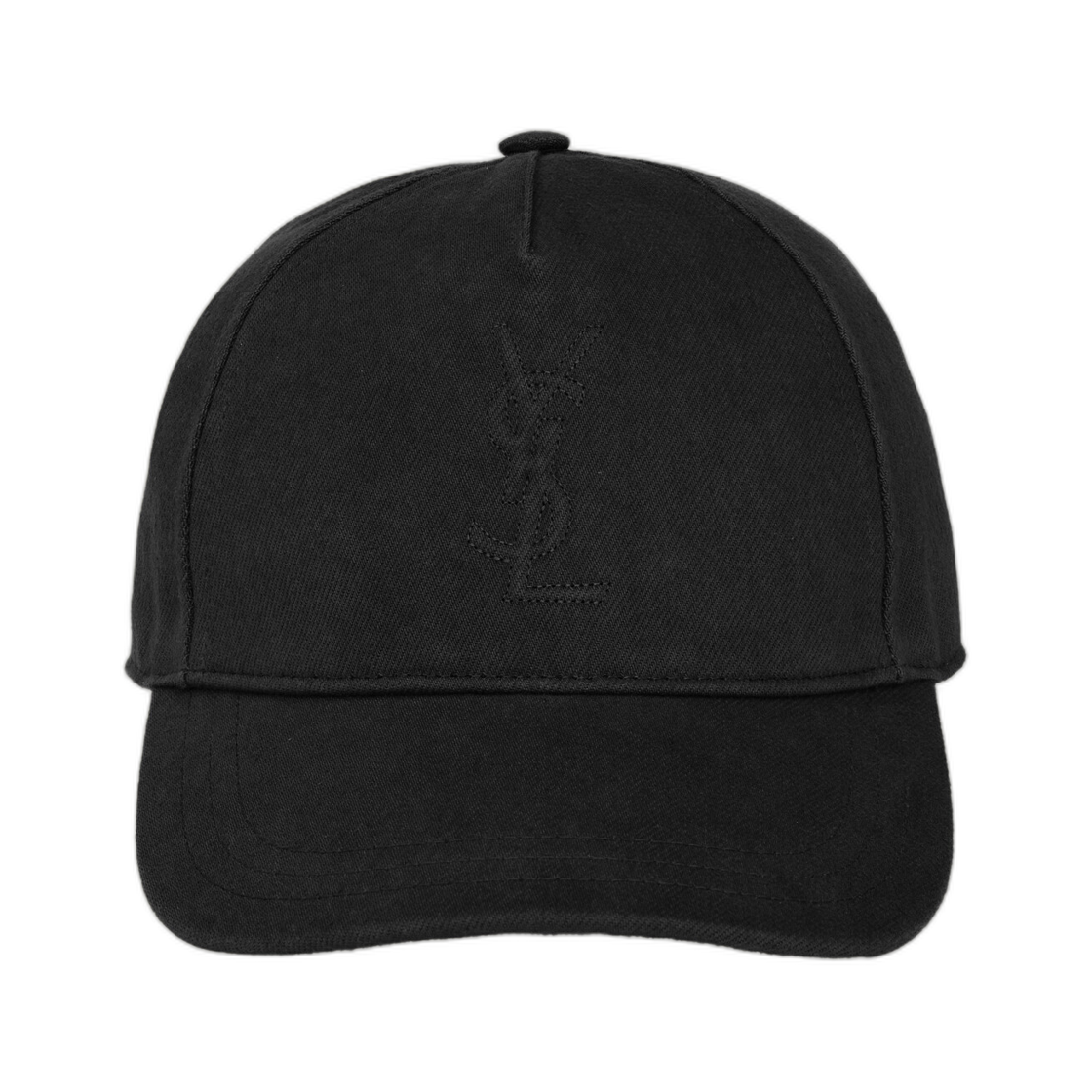 864608-3YT51-1000 Saint Laurent Cassandre Cap in Cotton Denim Twill Black