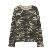 SLOW RECORD HOUSE Fingerhole Crop Long Sleeve Camo Beige