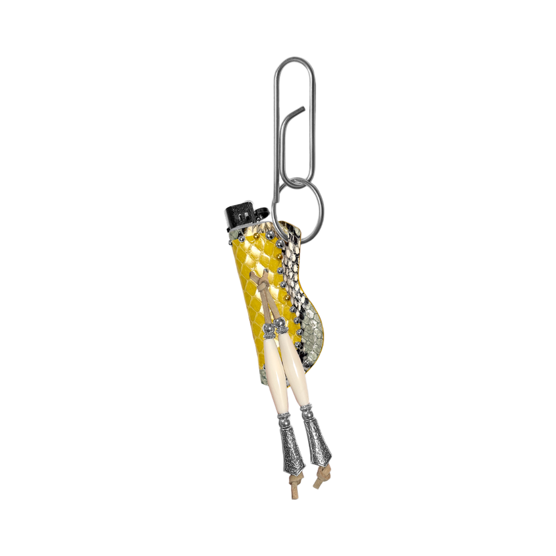 더트냅 에스닉 태슬 레더 라이터 홀더 키링 옐로우(DIRT NAP Ethnic Tassel Leather Lighter Holder Keyring Yellow)