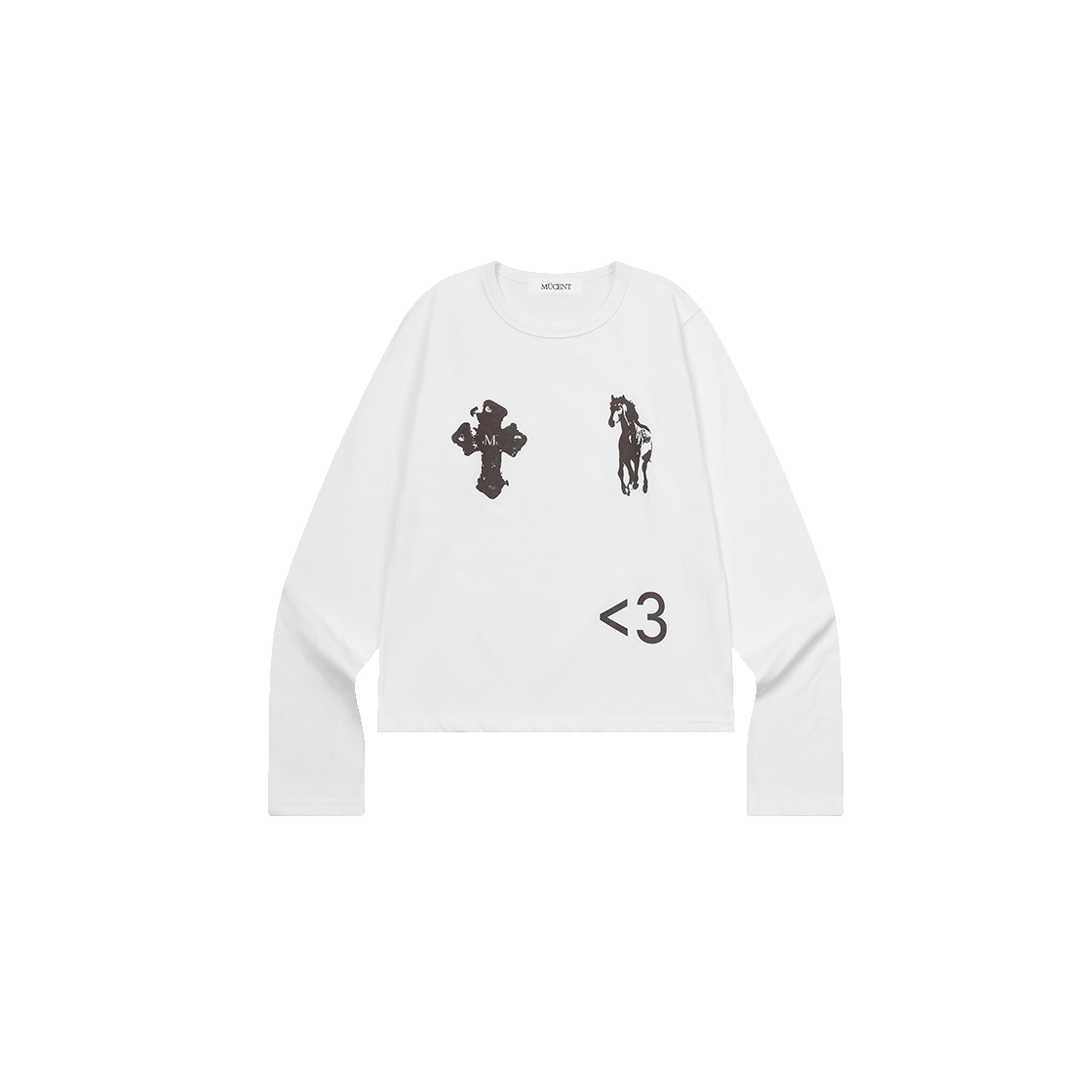 무센트 엔틱 크로스 포니 긴팔 티 (2컬러) 화이트(MUCENT Antiq Cross Pony Long Sleeve T (2Color) White)